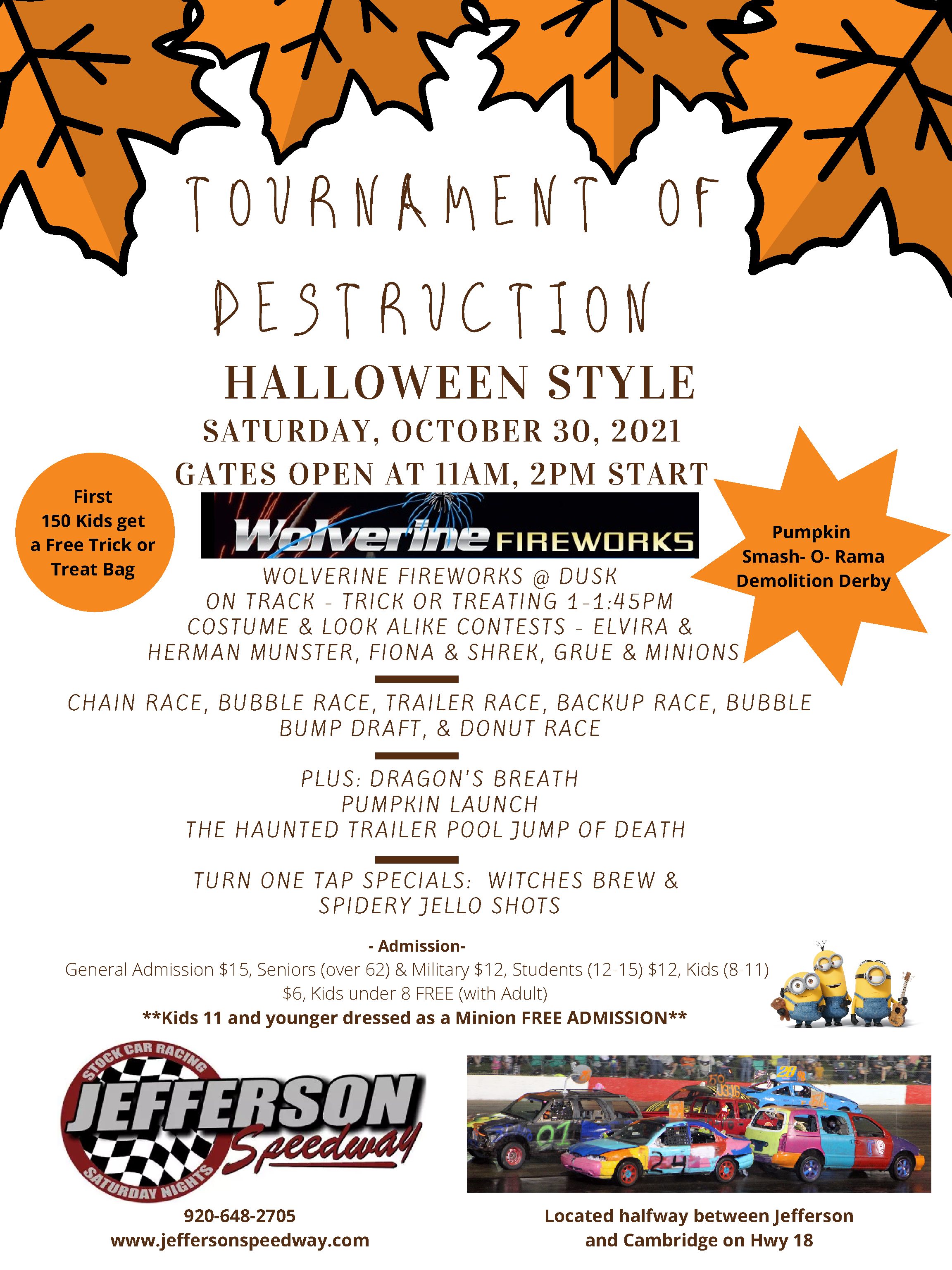 Tournament Of Destruction – Halloween Style Oct 30 @ 2PM