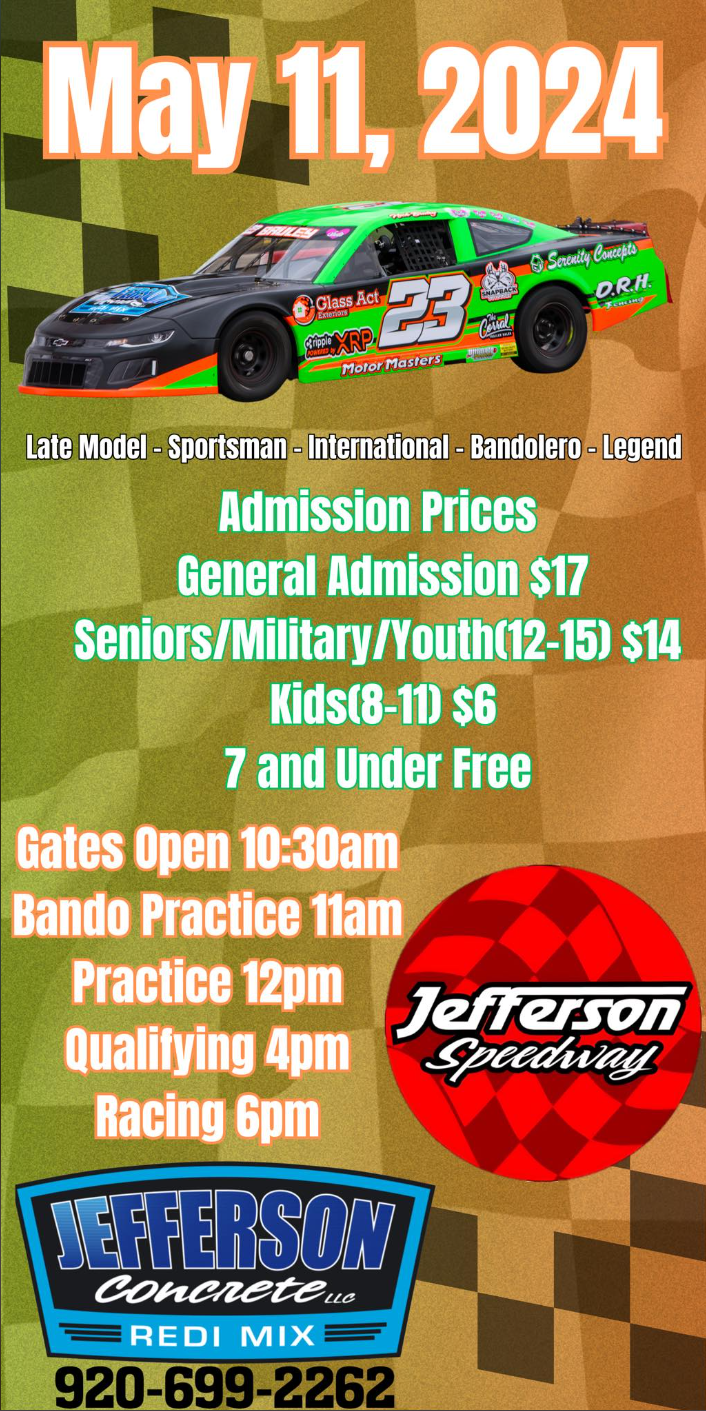 Jefferson Speedway Season Opener May 11th