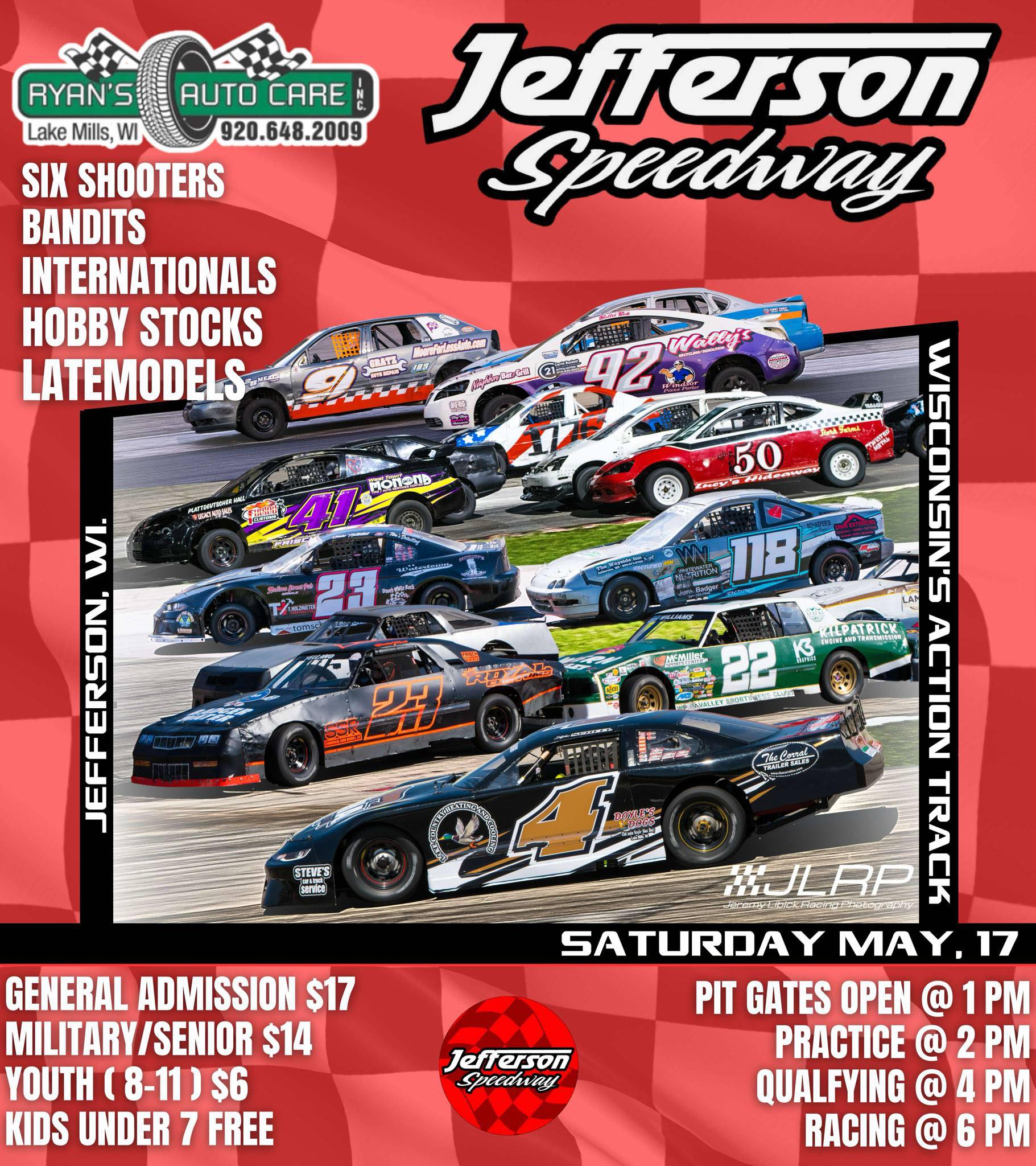 Jefferson Speedway Race Event May 17th – Presented By Ryan’s Auto Care