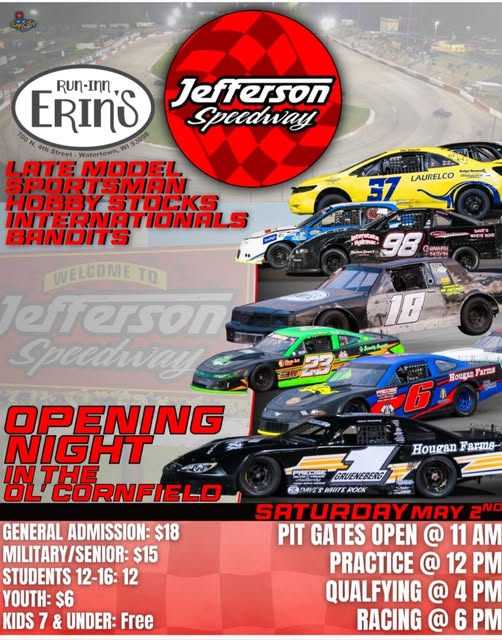 Season Opener – Short Track Racing Returns To Jefferson Speedway Racing Presented By Run-Inn Erin’s Of Watertown